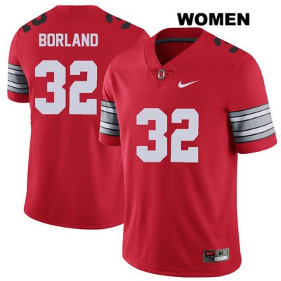 Women's NCAA Ohio State Buckeyes Tuf Borland #32 College Stitched 2018 Spring Game Authentic Nike Red Football Jersey ZK20D68QX